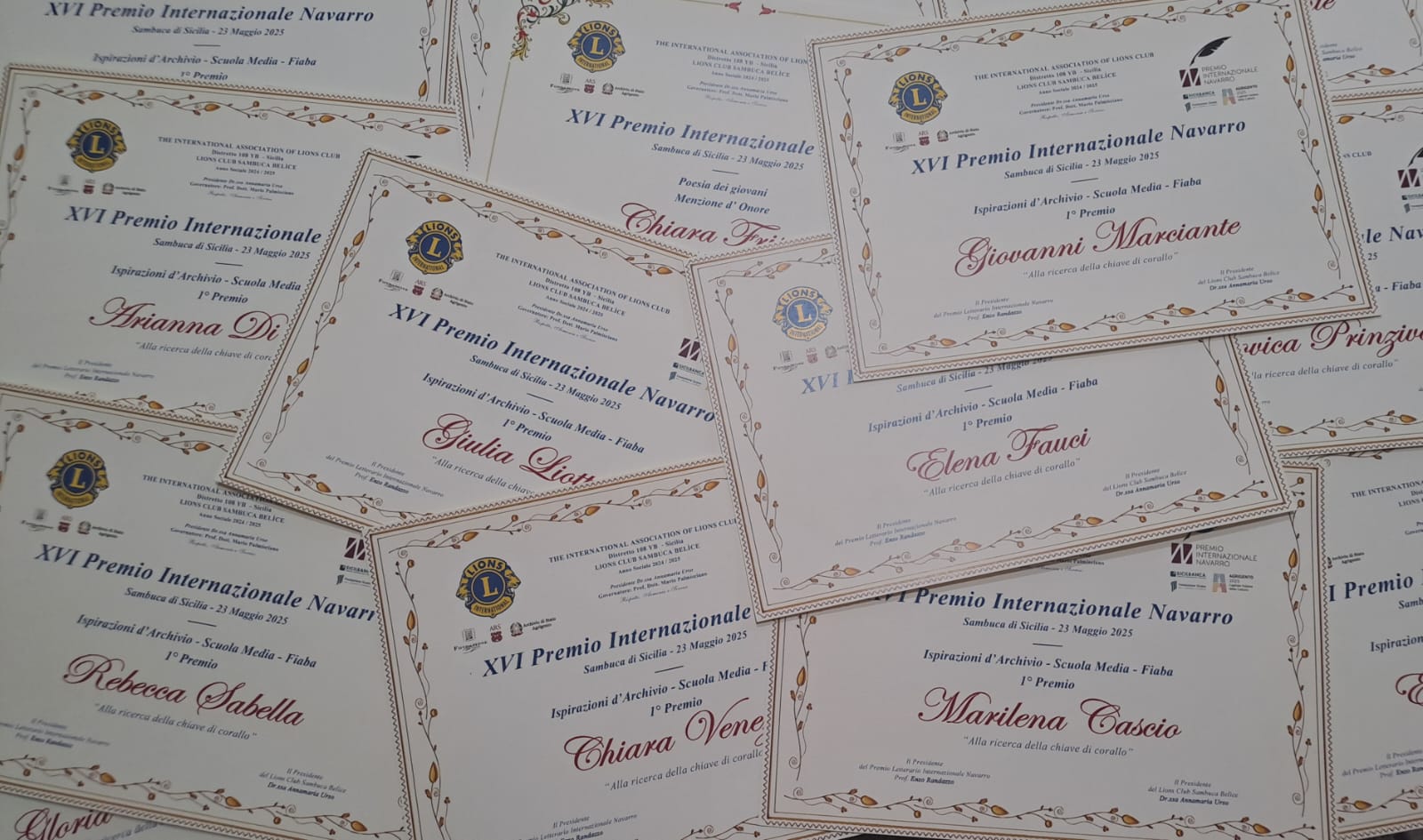 Giovani talenti premiati al XVI Premio Internazionale “Navarro” e al contest “Ispirazioni d’Archivio”